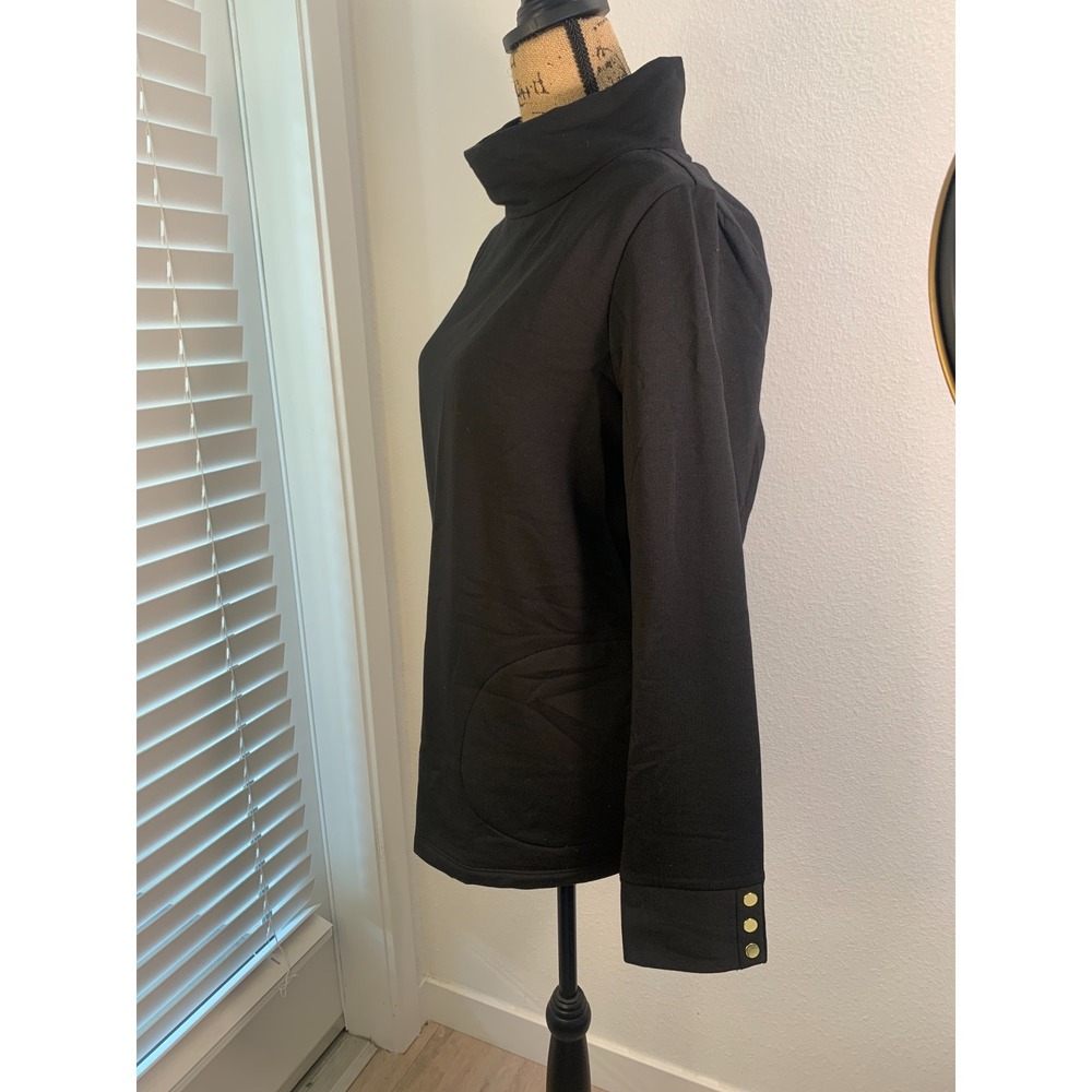 (H-240) Susan Graver Women Top Size L Black Cowl Neck Tunic Pockets QVC - Picture 3 of 9